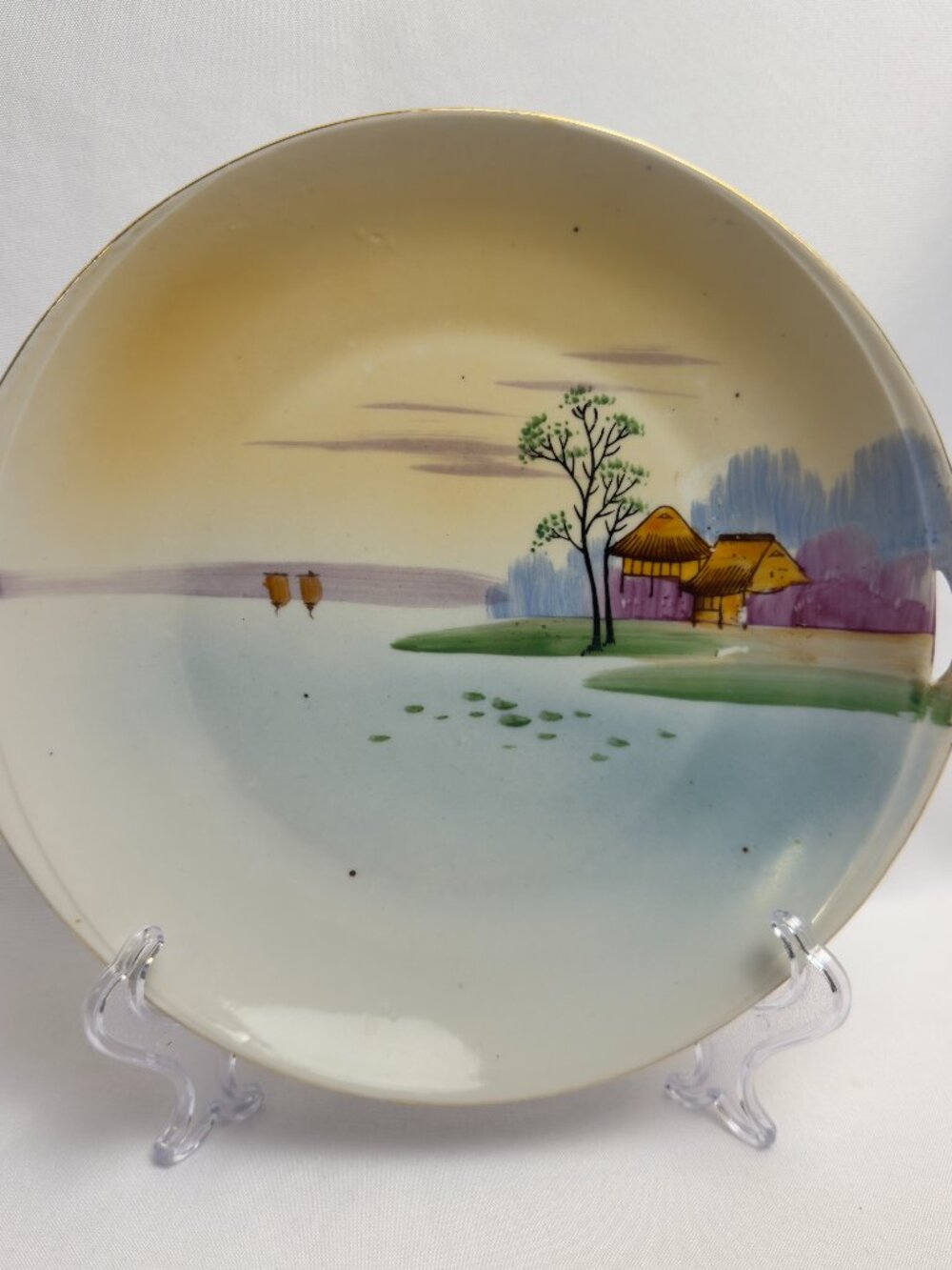 Hand Painted Japanese Takito Tokubei Vintage Porcelain Cake Plate 1920s
